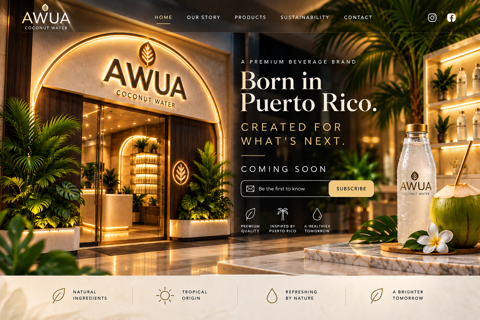 AWUA premium beverage brand — Coming Soon